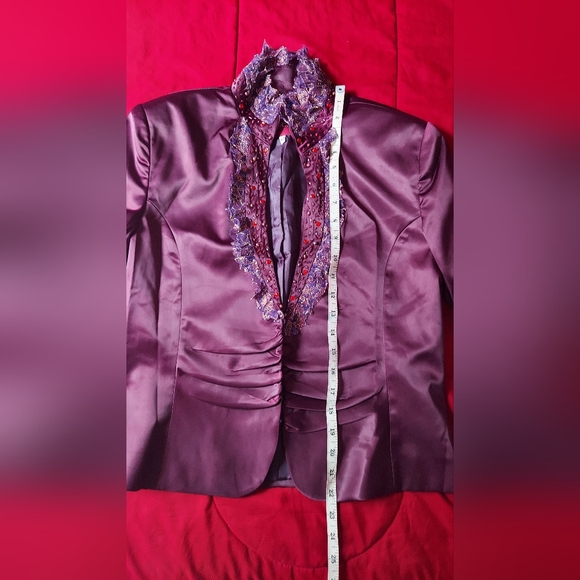 Women Evening 2 pieces Set Satin and Lace Jacket Mother of Bride Jacket Top - Picture 8 of 16